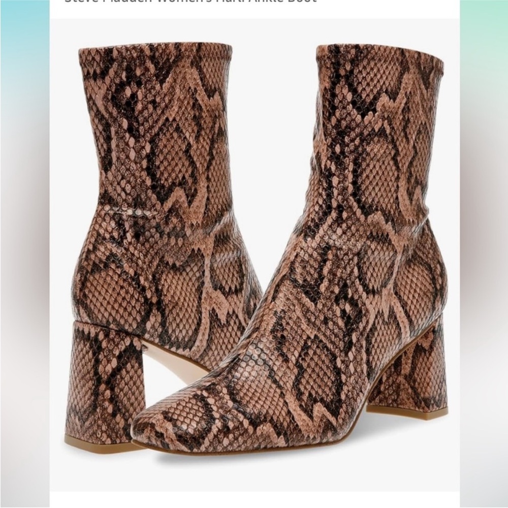 NEW Steve Madden Brown Snake Print Ankle Boots